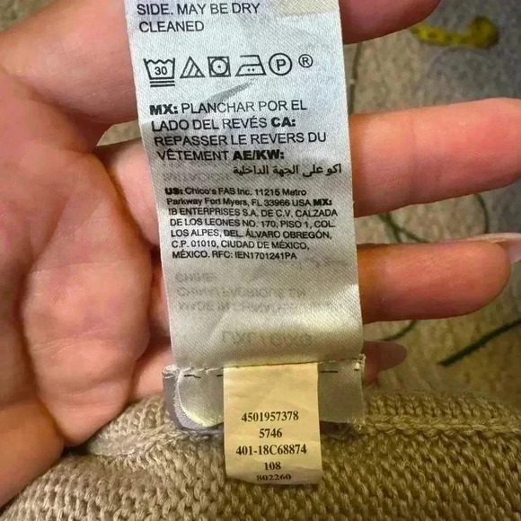 Chico s sueded trim knit poncho tan brown asymmetrical size xl. - Picture 11 of 11